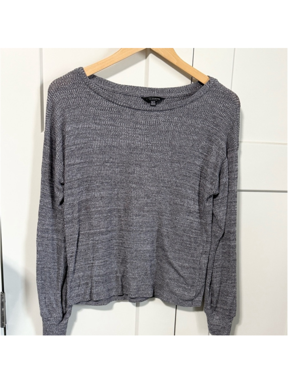 Lucky Brand Gray Long Sleeve Ribbed Knit Heathered Top size XS